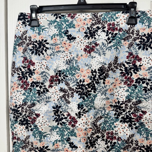 LOFT Floral Print Skirt - Black, Green, Pink - Picture 2 of 5